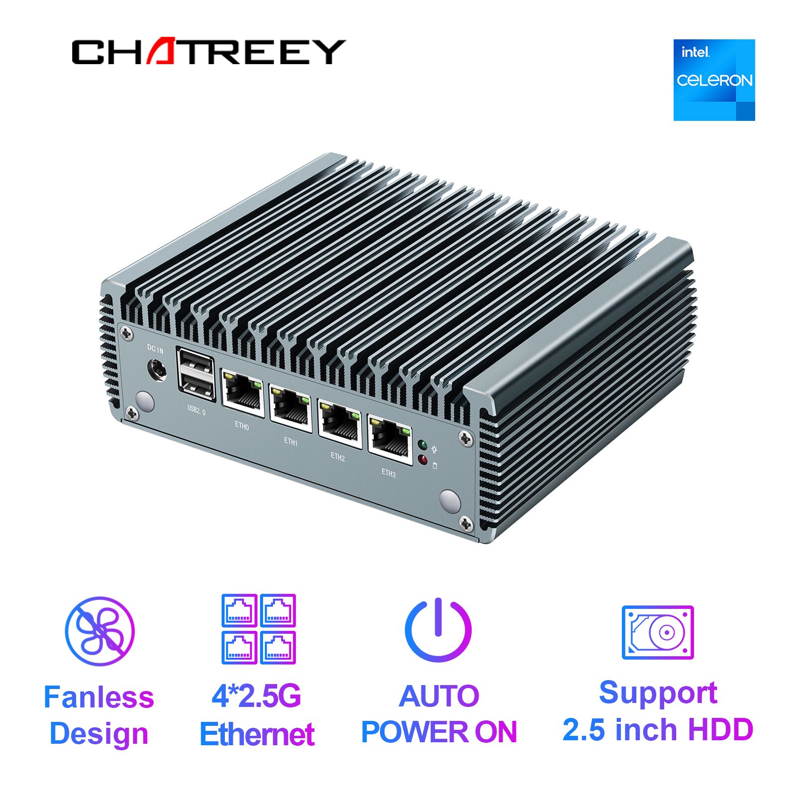 Chatreey 2.5G pfSense ȭ  Ƽ N4000 4 *  i225 Nics Ʈ  DDR4 Ҹ ̴ PC OPNsense VPN 